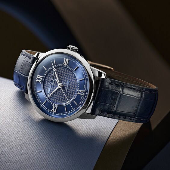 Men's Frederique Constant Classics Premiere Automatic Watch with Blue Dial and Leather Strap (Model: Fc-301N3B6)
