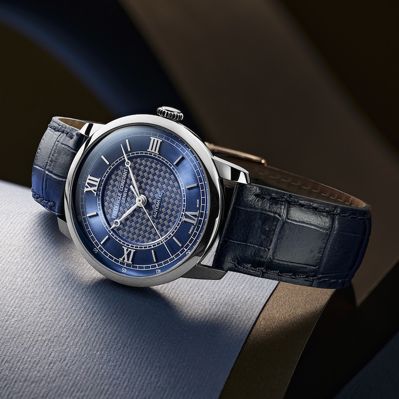 Main Image 3 of Men's Frederique Constant Classics Premiere Automatic Watch with Blue Dial and Leather Strap (Model: FC-301N3B6)