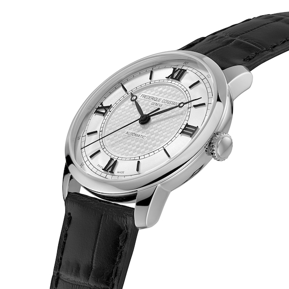 Men's Frederique Constant Classics Premiere Automatic Watch with Silver-Tone Dial and Leather Strap (Model: Fc-301S3B6)