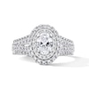 Thumbnail Image 1 of 1-1/4 CT. T.W. Oval Certified Lab-Grown Diamond Double Frame Engagement Ring in 14K White Gold (F/VS2)