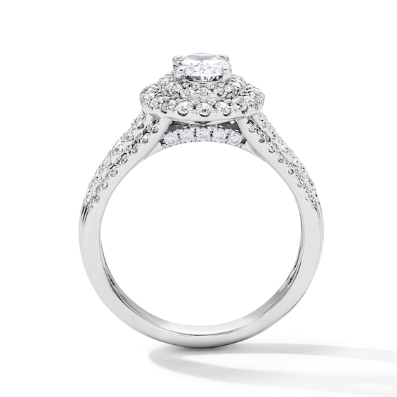 1-1/4 CT. T.w. Oval Certified Lab-Grown Diamond Double Frame Engagement Ring in 14K White Gold (F/Vs2)