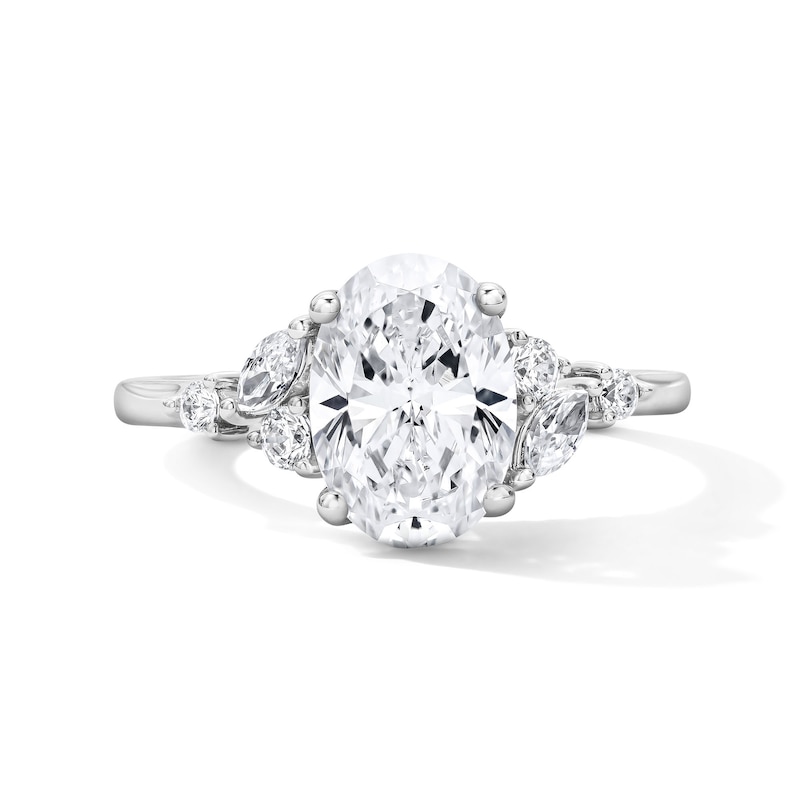Main Image 1 of 2-3/8 CT. T.W. Certified Oval and Marquise-Cut Lab-Grown Diamond Engagement Ring in 14K White Gold (F/VS2)