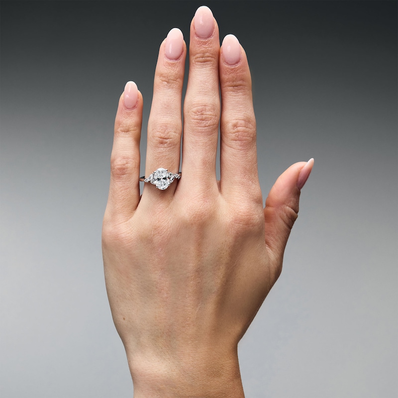 Main Image 2 of 2-3/8 CT. T.W. Certified Oval and Marquise-Cut Lab-Grown Diamond Engagement Ring in 14K White Gold (F/VS2)