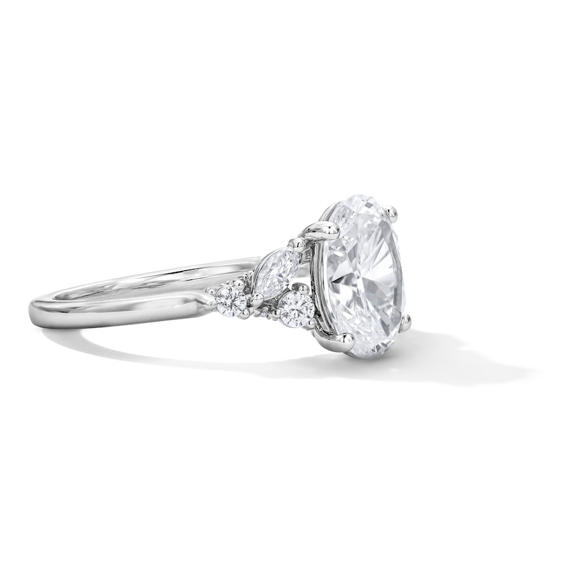 Main Image 4 of 2-3/8 CT. T.W. Certified Oval and Marquise-Cut Lab-Grown Diamond Engagement Ring in 14K White Gold (F/VS2)