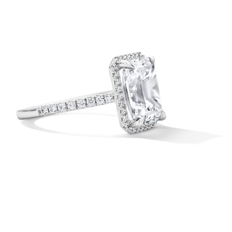 Main Image 4 of 4-3/8 CT. T.W. Certified Radiant-Cut Lab-Grown Diamond Frame Engagement Ring in 14K White Gold (F/VS2)
