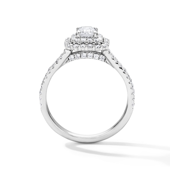 1-1/4 CT. T.w. Emerald-Cut Certified Lab-Grown Diamond Frame Engagement Ring in 14K White Gold (F/Vs2)