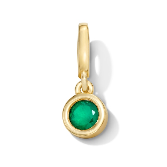 Bezel-Set Emerald Solitaire Necklace Charm in 10K Gold