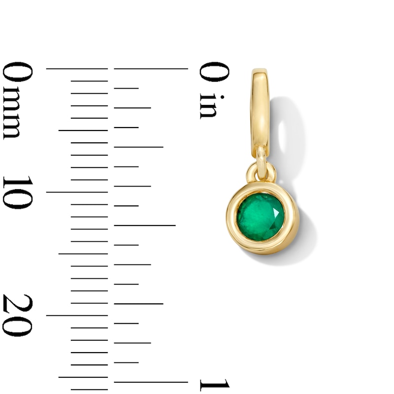 Main Image 2 of Bezel-Set Emerald Solitaire Necklace Charm in 10K Gold