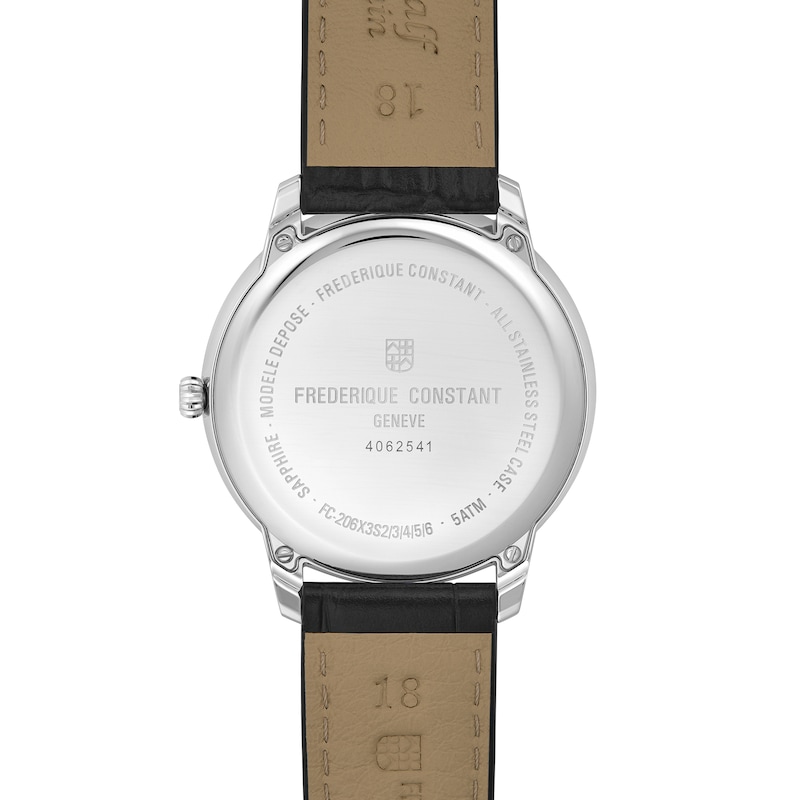 Main Image 3 of Men's Frederique Constant Classics Moneta Moonphase Watch with Black Dial and Leather Strap (Model: FC-206B3S6)