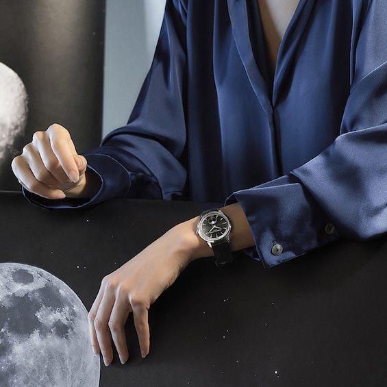 Men's Frederique Constant Classics Moneta Moonphase Watch with Black Dial and Leather Strap (Model: Fc-206B3S6)