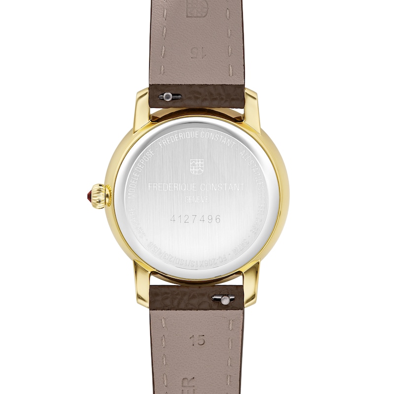 Main Image 3 of Ladies' Frederique Constant Slimline Moonphase Watch with Silver-Tone Dial and Brown Leather Strap (Model: FC-206RS1S5)