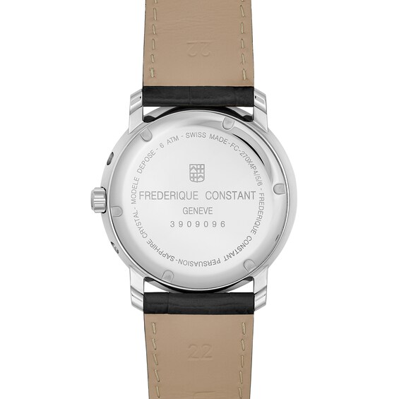 Men's Frederique Constant Classics Analog Watch with Silver-Tone Dial and Black Leather Strap (Model: Fc-270Sw4P26)