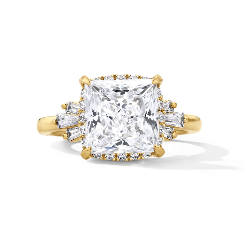 Main Image 1 of 4-1/2 CT. T.W. Princess-Cut Certified Lab-Grown Diamond Frame Engagement Ring in 14K Gold (F/VS2)