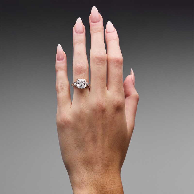 Main Image 2 of 4-1/2 CT. T.W. Princess-Cut Certified Lab-Grown Diamond Frame Engagement Ring in 14K Gold (F/VS2)