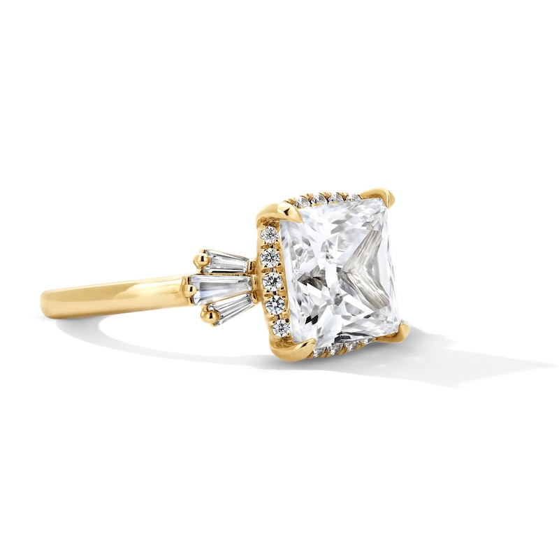 Main Image 4 of 4-1/2 CT. T.W. Princess-Cut Certified Lab-Grown Diamond Frame Engagement Ring in 14K Gold (F/VS2)