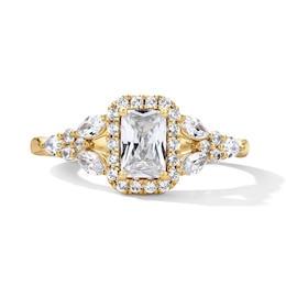 1 CT. T.W. Radiant-Cut Certified Lab-Grown Diamond Frame Engagement Ring in 14K Gold (F/VS2)