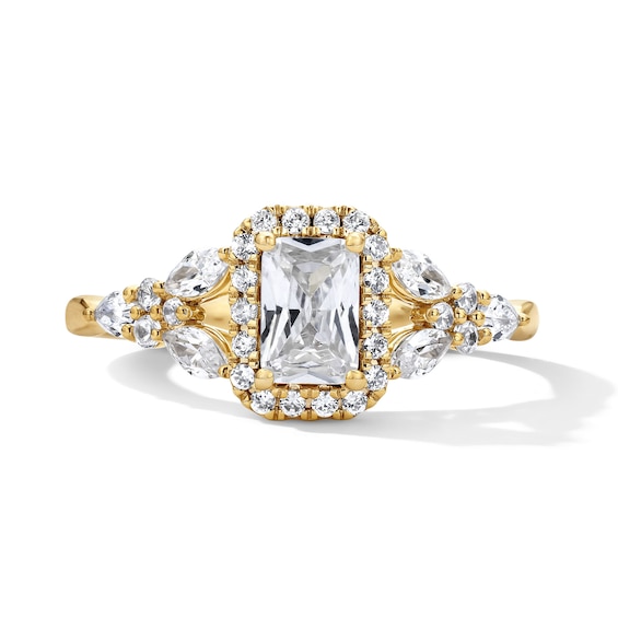 1 CT. T.w. Radiant-Cut Certified Lab-Grown Diamond Frame Engagement Ring in 14K Gold (F/Vs2)