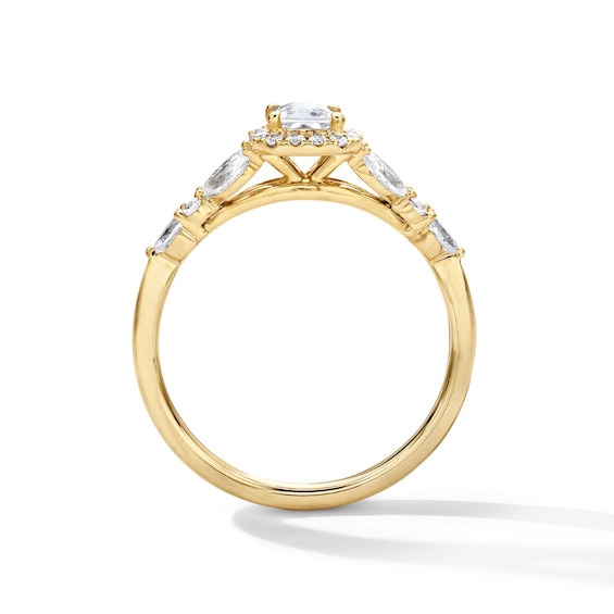 1 CT. T.w. Radiant-Cut Certified Lab-Grown Diamond Frame Engagement Ring in 14K Gold (F/Vs2)
