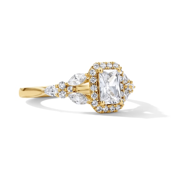1 CT. T.w. Radiant-Cut Certified Lab-Grown Diamond Frame Engagement Ring in 14K Gold (F/Vs2)