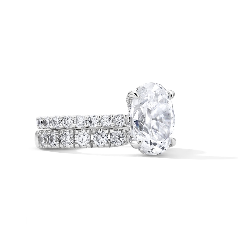 Main Image 4 of 4-1/2 CT. T.W. Oval Certified Lab-Grown Diamond Bridal Set in 14K White Gold (F/VS2)