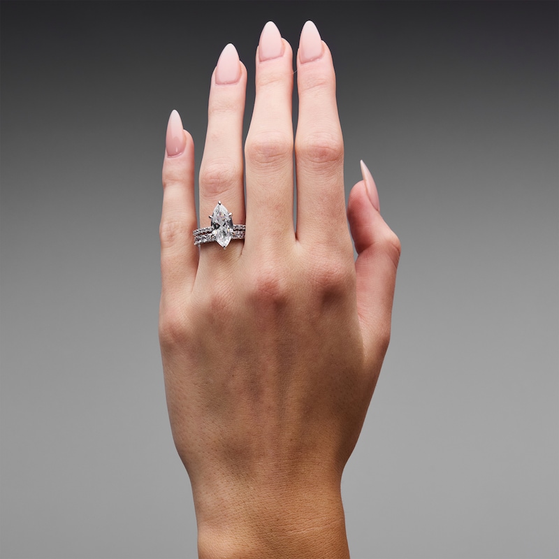 Main Image 2 of 4-1/2 CT. T.W. Marquise-Cut Certified Lab-Grown Diamond Bridal Set in 14K White Gold (F/VS2)