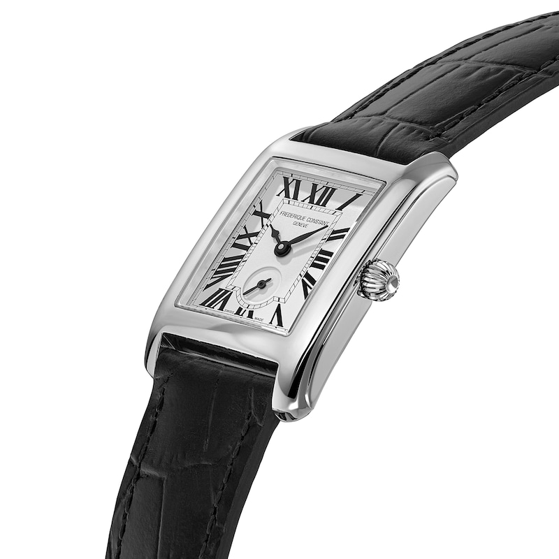 Main Image 2 of Ladies' Frederique Constant Classics Carrée Watch with Silver-Tone Dial and Black Leather Strap (Model: FC-235S2C6)