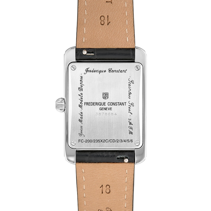 Main Image 3 of Ladies' Frederique Constant Classics Carrée Watch with Silver-Tone Dial and Black Leather Strap (Model: FC-235S2C6)
