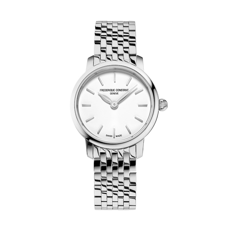 Main Image 1 of Ladies' Frederique Constant Slimline Mini Watch with White Dial and Stainless Steel Bracelet (Model: FC-200S6B)