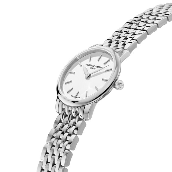 Ladies' Frederique Constant Slimline Mini Watch with White Dial and Stainless Steel Bracelet (Model: Fc-200S6B)