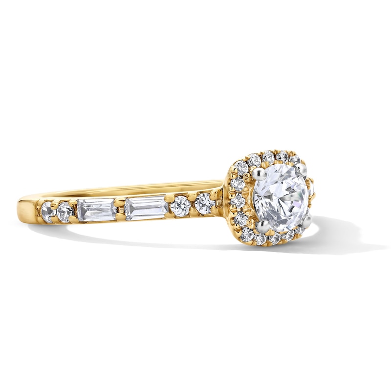 Main Image 4 of 3/4 CT. T.W. Certified Lab-Grown Diamond Cushion Frame Engagement Ring in 10K Gold (F/VS2)
