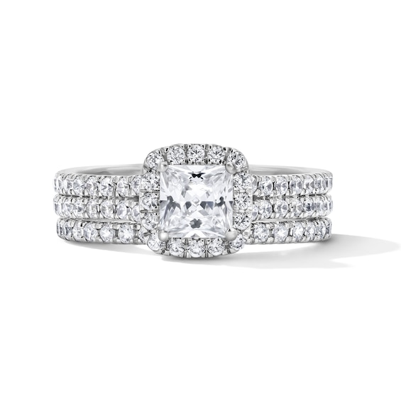 2 CT. T.w. Princess-Cut Certified Lab-Grown Diamond Frame Bridal Set in 14K White Gold (F/Vs2)