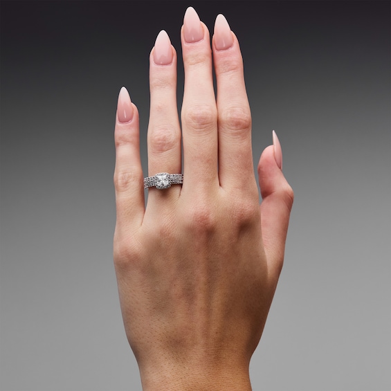 2 CT. T.w. Princess-Cut Certified Lab-Grown Diamond Frame Bridal Set in 14K White Gold (F/Vs2)