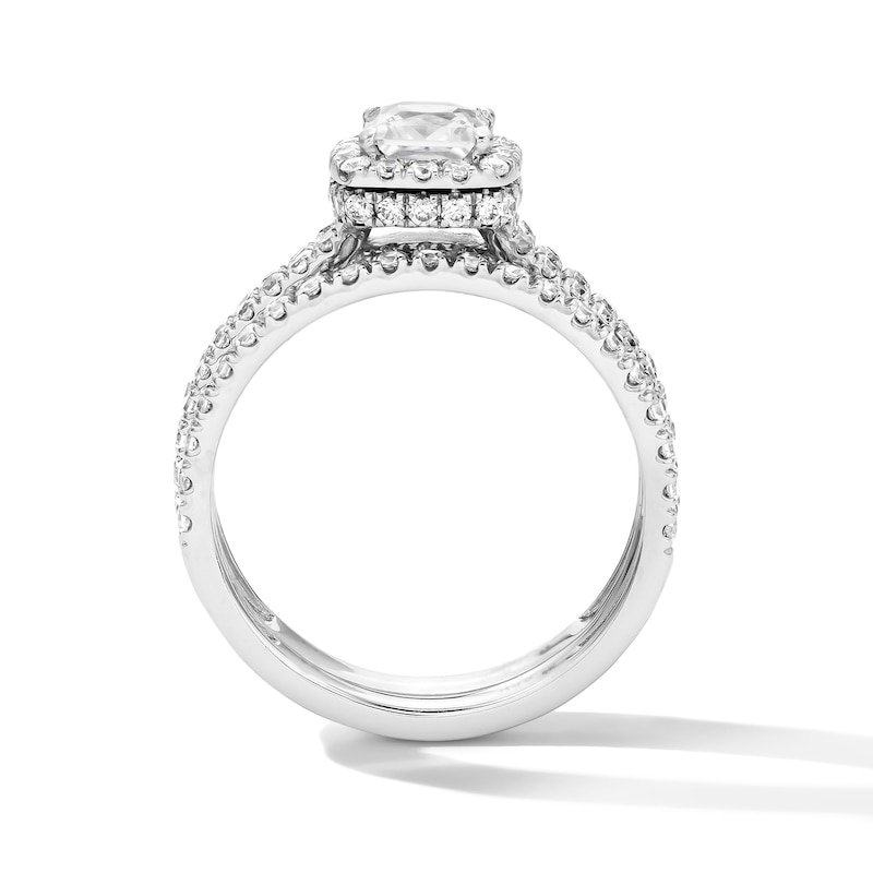 Main Image 3 of 2 CT. T.W. Princess-Cut Certified Lab-Grown Diamond Frame Bridal Set in 14K White Gold (F/VS2)