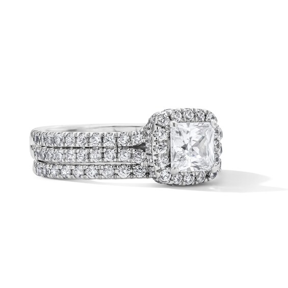 2 CT. T.w. Princess-Cut Certified Lab-Grown Diamond Frame Bridal Set in 14K White Gold (F/Vs2)