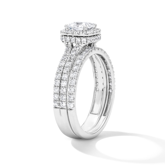 2 CT. T.w. Princess-Cut Certified Lab-Grown Diamond Frame Bridal Set in 14K White Gold (F/Vs2)