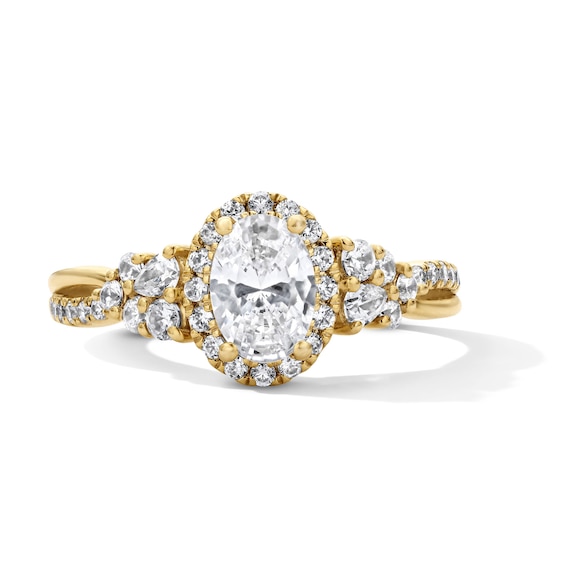 1 CT. T.w. Oval Lab-Grown Diamond Frame Engagement Ring in 14K Gold (F/Vs2)
