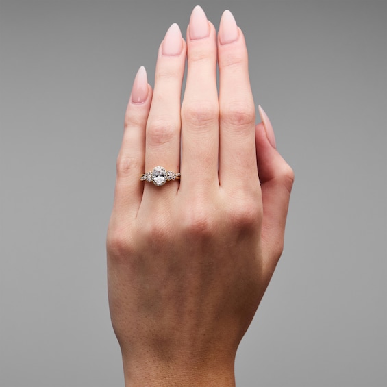 1 CT. T.w. Oval Lab-Grown Diamond Frame Engagement Ring in 14K Gold (F/Vs2)