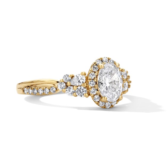 1 CT. T.w. Oval Lab-Grown Diamond Frame Engagement Ring in 14K Gold (F/Vs2)