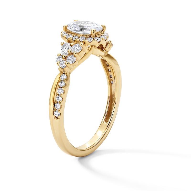 Main Image 5 of 1 CT. T.W. Oval Lab-Grown Diamond Frame Engagement Ring in 14K Gold (F/VS2)