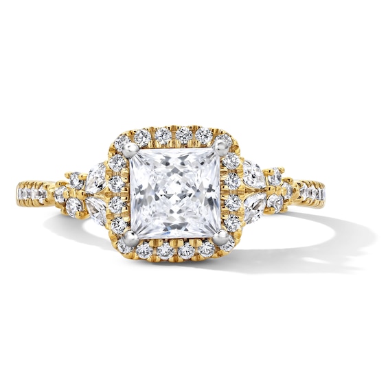 1-3/8 CT. T.w. Princess-Cut Certified Lab-Grown Diamond Frame Engagement Ring in 14K Gold (F/Vs2)