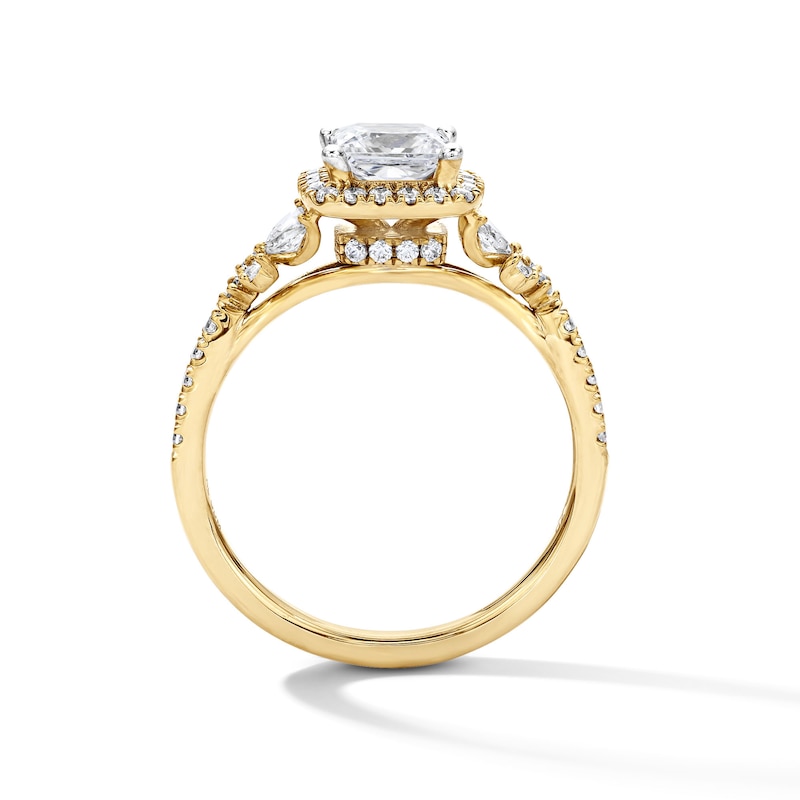 Main Image 3 of 1-3/8 CT. T.W. Princess-Cut Certified Lab-Grown Diamond Frame Engagement Ring in 14K Gold (F/VS2)