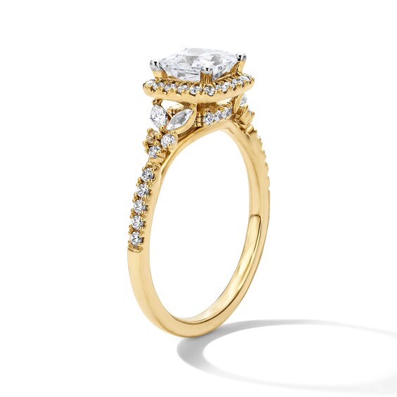 1-3/8 CT. T.w. Princess-Cut Certified Lab-Grown Diamond Frame Engagement Ring in 14K Gold (F/Vs2)