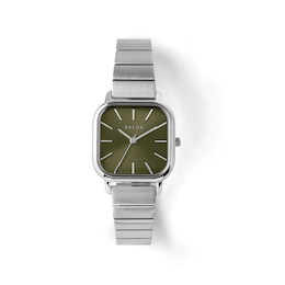 Unisex BREDA Esther Analog Watch with Olive Green Dial and Stainless Steel Bracelet (Model: 1735a)