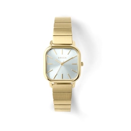 Unisex BREDA Esther Analog Watch with Silver-Tone Dial and 18K Gold-Plated Stainless Steel Bracelet (Model: 1735b)