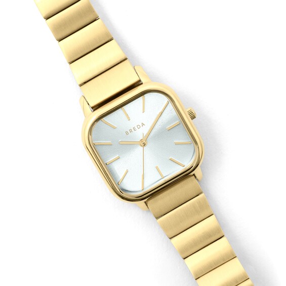 Unisex Breda Esther Analog Watch with Silver-Tone Dial and 18K Gold-Plated Stainless Steel Bracelet (Model: 1735b)