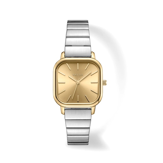 Unisex Breda Esther Analog Watch with Gold-Tone Dial and Stainless Steel Bracelet (Model: 1735m)