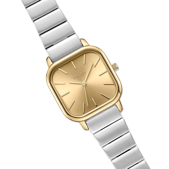 Unisex Breda Esther Analog Watch with Gold-Tone Dial and Stainless Steel Bracelet (Model: 1735m)