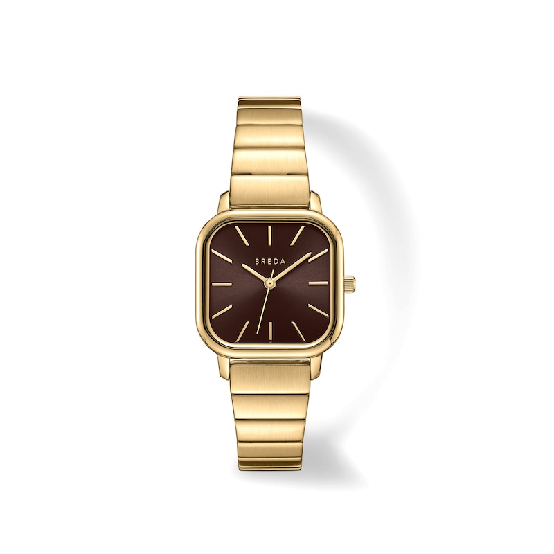 Main Image 1 of Unisex BREDA Esther Analog Watch with Espresso Brown Dial and 18K Gold-Plated Stainless Steel Bracelet (Model: 1735o)
