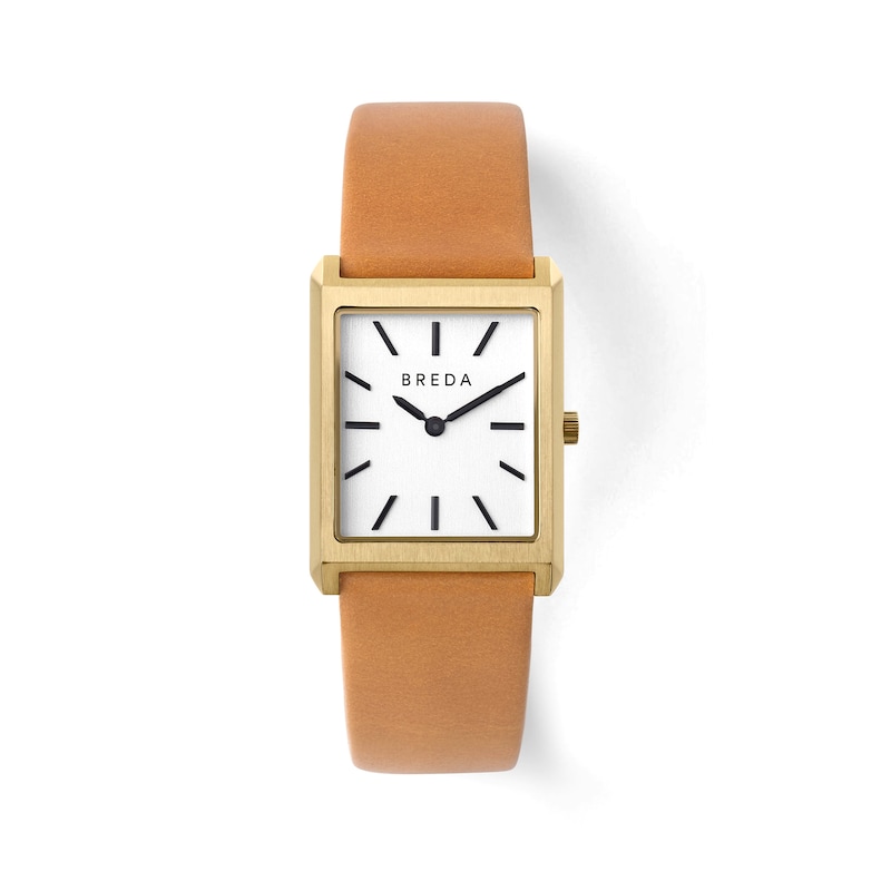Main Image 1 of Men's BREDA Virgil Analog Watch with Ivory Dial and Clay Brown Leather Strap (Model: 1736a)