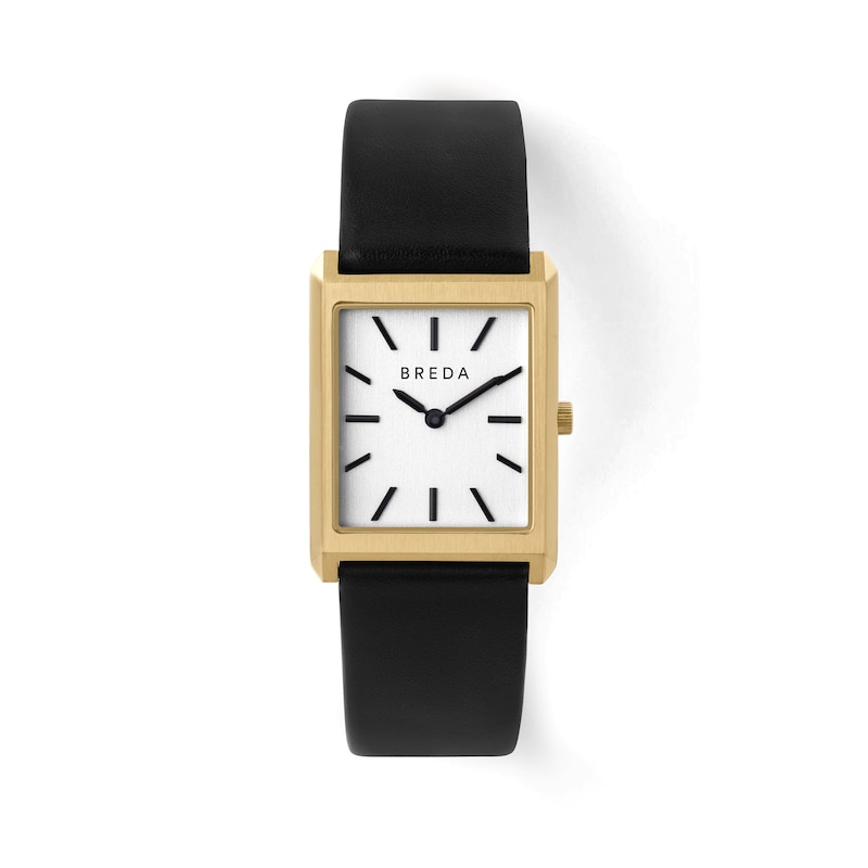 Main Image 1 of Men's BREDA Virgil Analog Watch with Ivory Dial and Black Leather Strap (Model: 1736b)